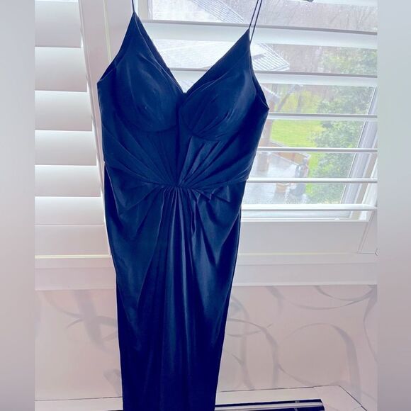 Zimmerman Navy Blue Silk Draped Front Dress Size 1 - Picture 1 of 6